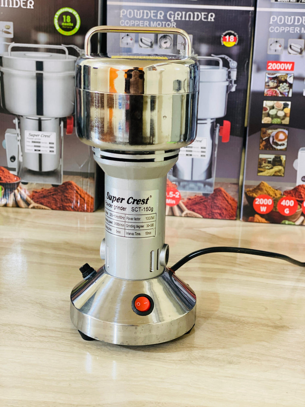 Super Crest SCT 150g Powder Grinder 1000W Copper Motor Stainless Steel Build High Speed 28000 R Min Coffee Spice Herb Grinder