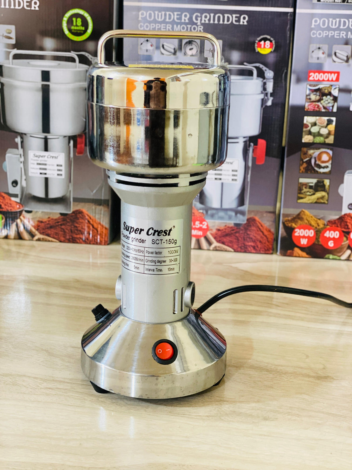 Super Crest SCT 150g Powder Grinder 1000W Copper Motor Stainless Steel Build High Speed 28000 R Min Coffee Spice Herb Grinder