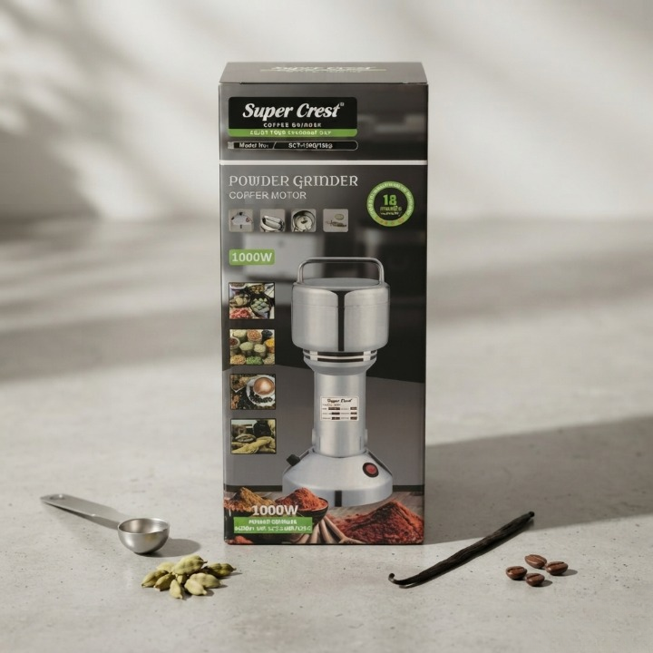 Super Crest SCT 150g Powder Grinder 1000W Copper Motor Stainless Steel Build High Speed 28000 R Min Coffee Spice Herb Grinder